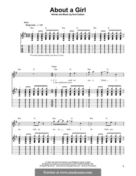 About a Girl (Nirvana): For guitar with tab by Kurt Cobain