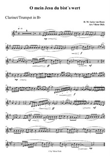 O mein Jesu du bist's wert: For trumpet in B by Henriette Maria Luise von Hayn