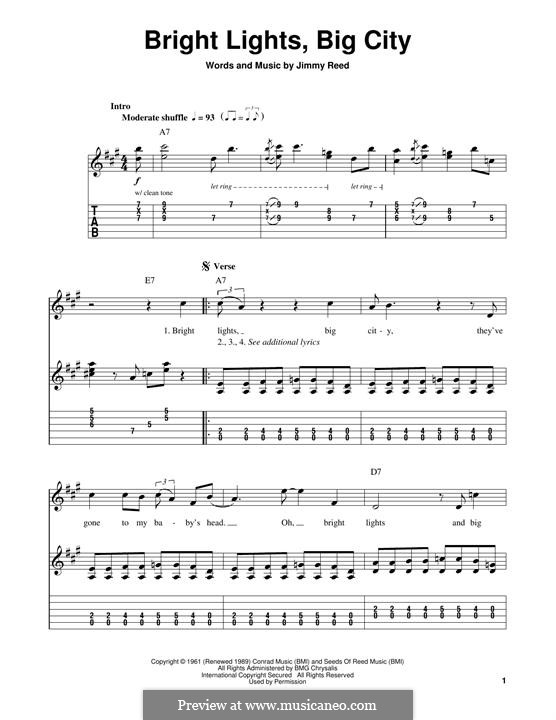 Bright Lights, Big City: For guitar with tab by Jimmy Reed