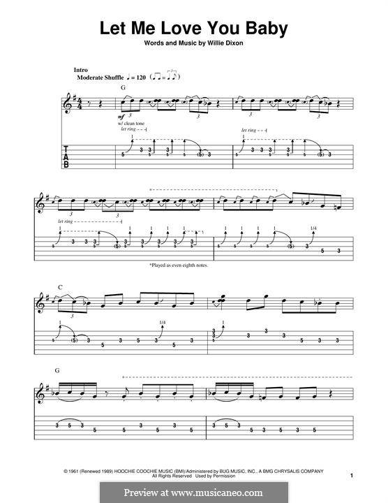 Let Me Love You Baby (Stevie Ray Vaughan): For guitar with tab by Willie Dixon