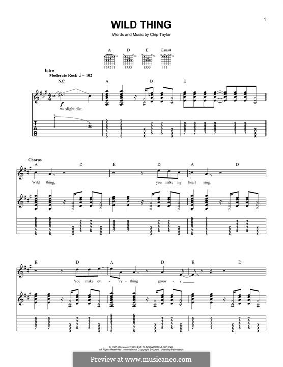 Wild Thing (The Troggs): For guitar with tab by Chip Taylor