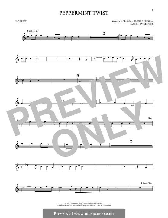 Peppermint Twist (Joey Dee & The Starliters): For clarinet by Henry Glover, Joseph DiNicola