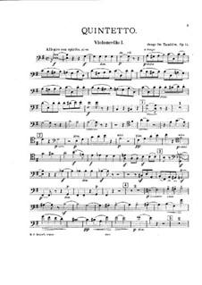 String Quintet No.1 in G Major, Op.14: Cello I part by Sergei Taneyev