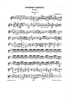 String Quartet No.1 in B Flat Minor, Op.4: Violin II part by Sergei Taneyev