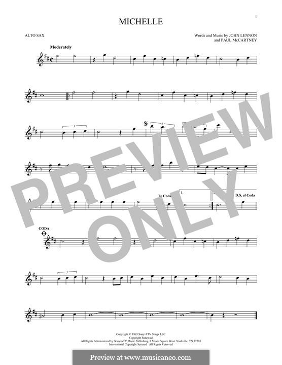 Michelle (The Beatles), for One Instrument: For alto saxophone by John Lennon, Paul McCartney