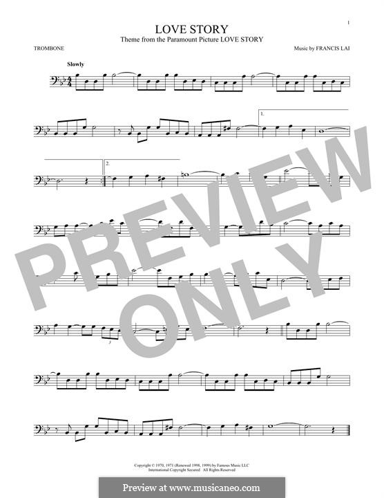 Love Story: For trombone by Francis Lai