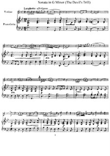 Sonata for Violin and Piano in G Minor 'Il trillo del diavolo' (Devil's Trill): Score, solo part by Giuseppe Tartini