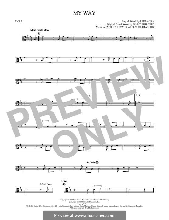 My Way: For viola by Claude Francois, Jacques Revaux