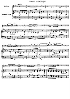 Sonata for Violin and Piano in D Major: Score, solo part by Giuseppe Tartini