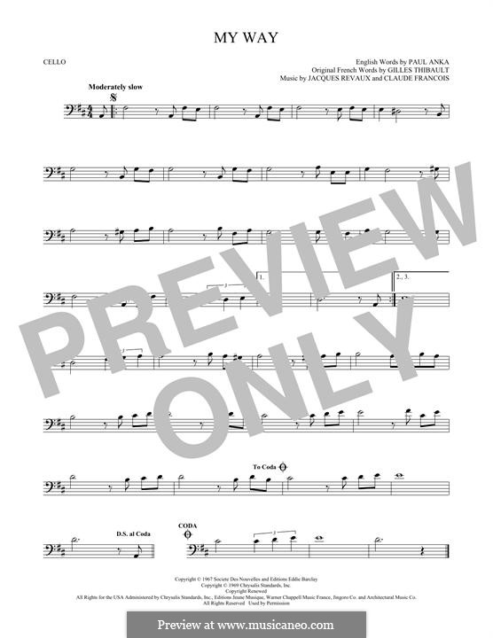 My Way: For cello by Claude Francois, Jacques Revaux