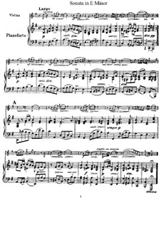 Sonata for Violin and Piano in E Minor: Score, solo part by Giuseppe Tartini