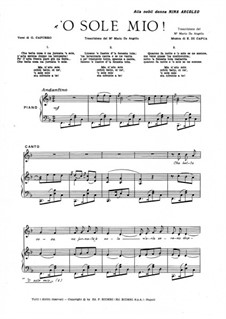 O Sole Mio: For voice and piano by Eduardo di Capua