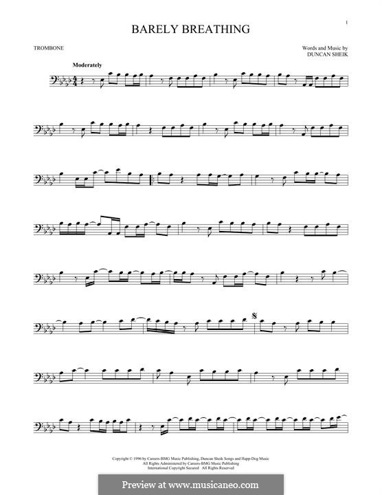 Barely Breathing: For trombone by Duncan Sheik