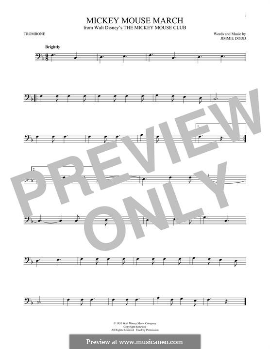 Mickey Mouse March (from The Mickey Mouse Club): For trombone by Jimmie Dodd