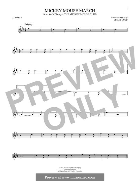 Mickey Mouse March (from The Mickey Mouse Club): For alto saxophone by Jimmie Dodd