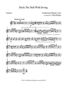 Deck the Hall with Swing: For string orchestra - violin 1 part by folklore