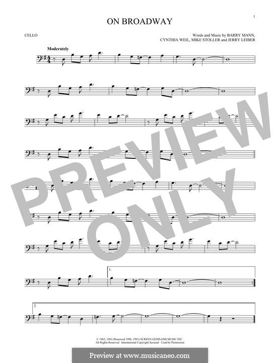 On Broadway (The Drifters): For cello by Barry Mann, Cynthia Weil, Jerry Leiber, Mike Stoller