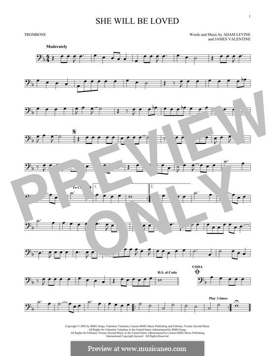 She Will Be Loved (Maroon 5): For trombone by Adam Levine, James Valentine