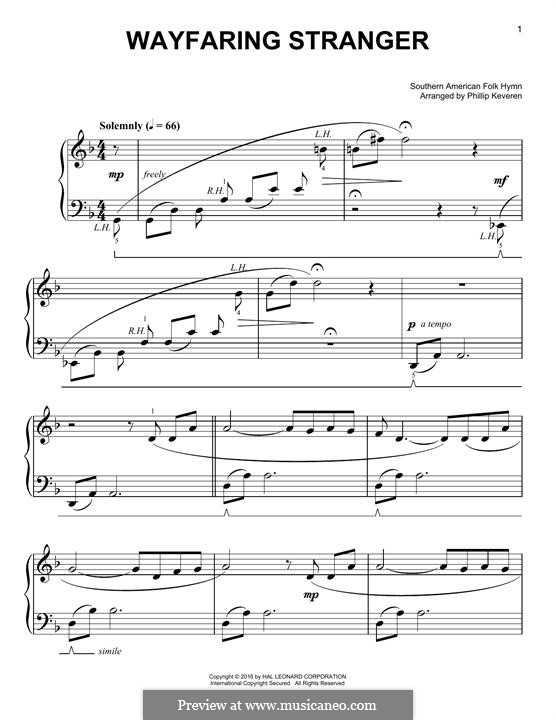 Wayfaring Stranger: For piano by folklore