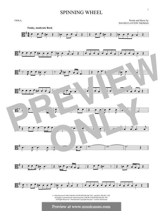 Spinning Wheel (Blood, Sweat & Tears): For viola by David Clayton Thomas