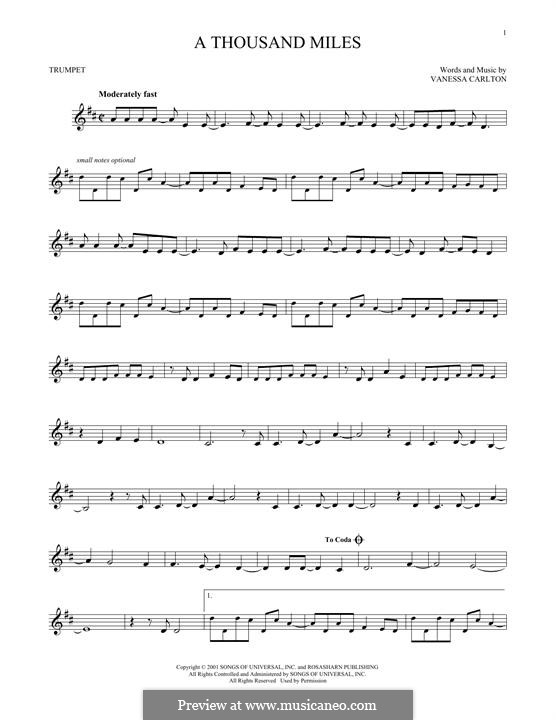 A Thousand Miles: For trumpet by Vanessa Carlton