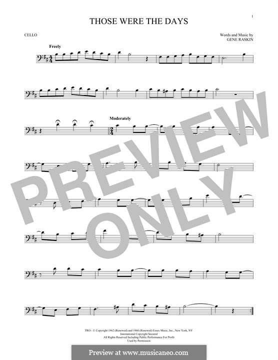 Those Were the Days: For cello by Gene Raskin
