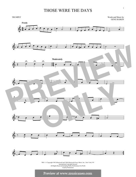 Those Were the Days: For trumpet by Gene Raskin