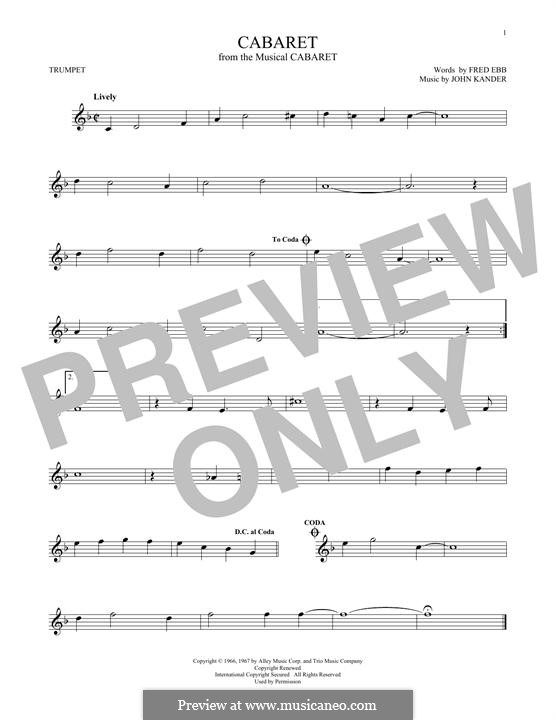 Cabaret (Liza Minnelli): For trumpet by John Kander