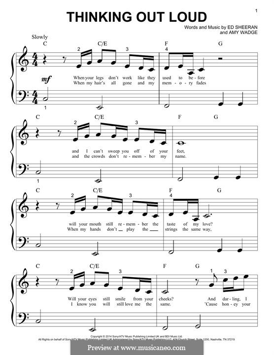 Thinking Out Loud: For piano by Ed Sheeran, Amy Wadge