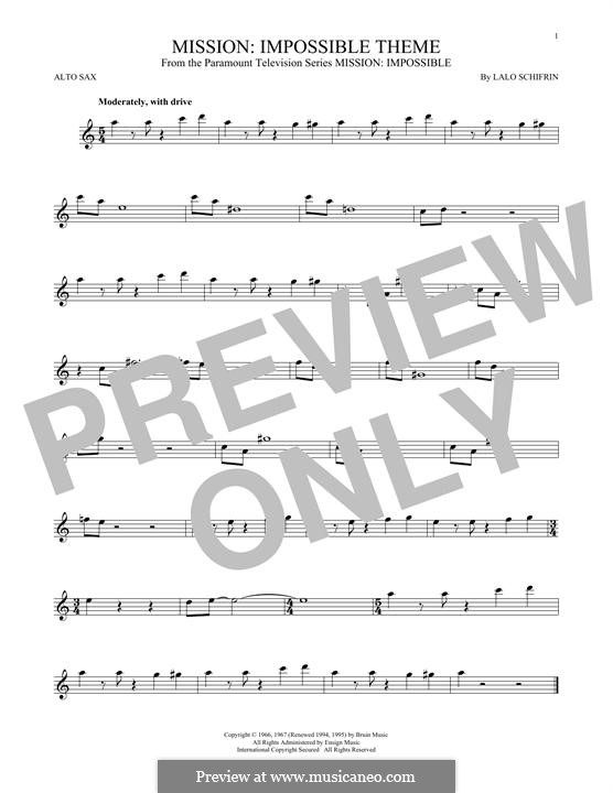 Mission: Impossible Theme: For alto saxophone by Lalo Schifrin