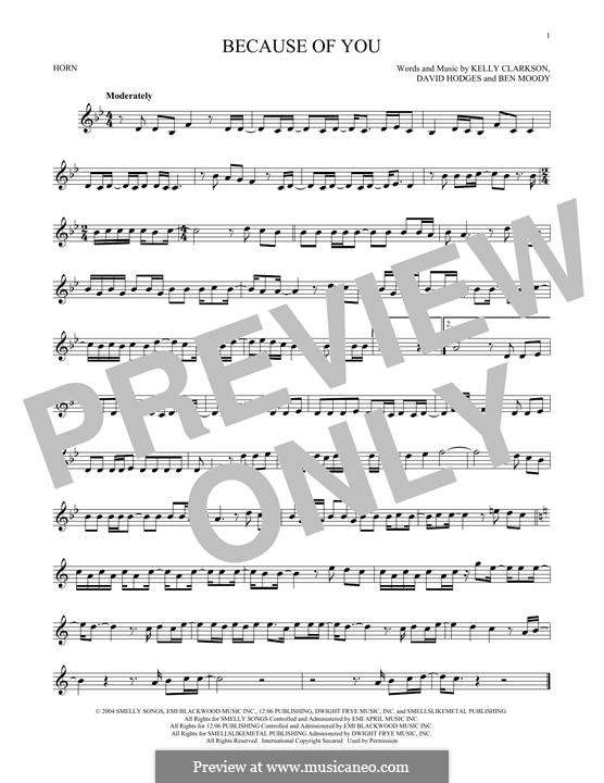 Because of You: For horn by Ben Moody, David Hodges, Kelly Clarkson