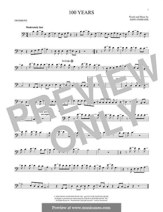 100 Years (Five for Fighting): For trombone by John Ondrasik