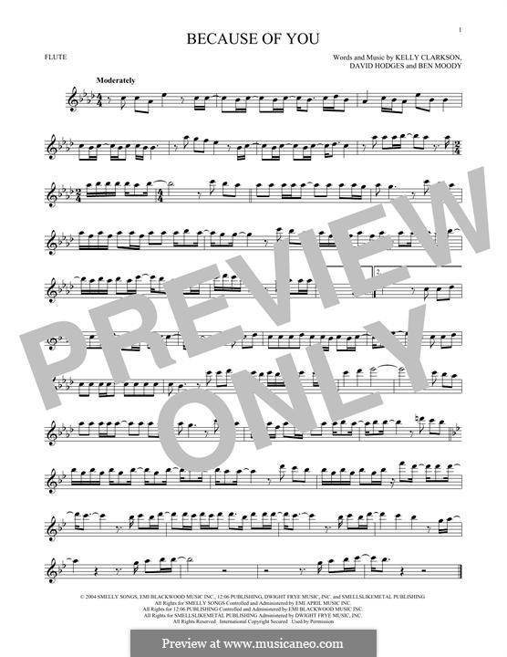 Because of You: For flute by Ben Moody, David Hodges, Kelly Clarkson