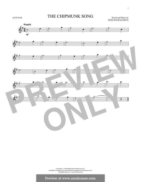 The Chipmunk Song (Alvin and the Chipmunks): For alto saxophone by Ross Bagdasarian