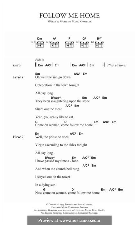 Follow Me Home (Dire Straits): Lyrics and chords by Mark Knopfler