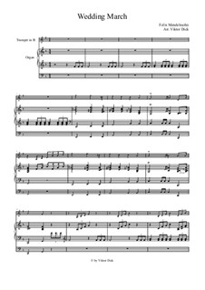 Wedding March: For trumpet in B and organ by Felix Mendelssohn-Bartholdy