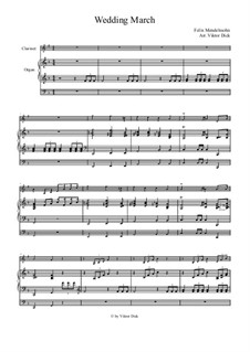 Wedding March: For clarinet and organ by Felix Mendelssohn-Bartholdy