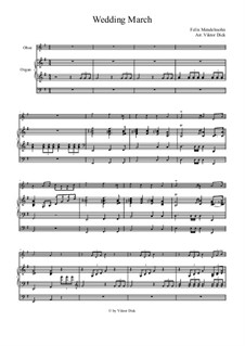 Wedding March: For oboe and organ by Felix Mendelssohn-Bartholdy