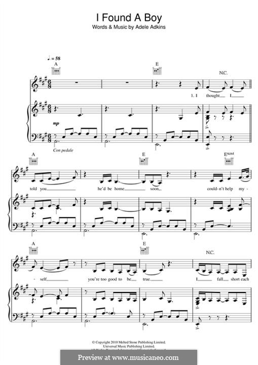 I Found A Boy By Adele Sheet Music On Musicaneo