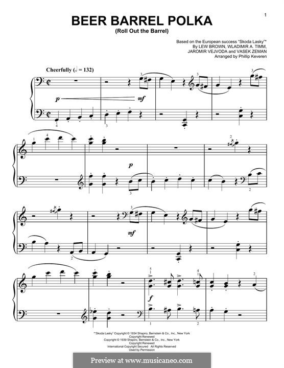 Beer Barrel Polka (Roll Out the Barrel): For piano by Jaromir Vejvoda