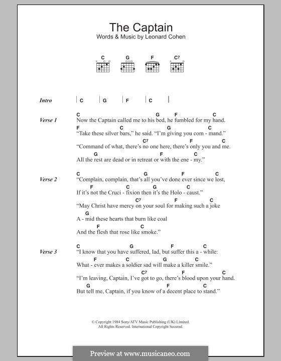 The Captain by L. Cohen sheet music on MusicaNeo