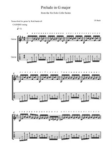 Suite for Cello No.1 in G Major, BWV 1007: Prelude. Version for guitar by Johann Sebastian Bach