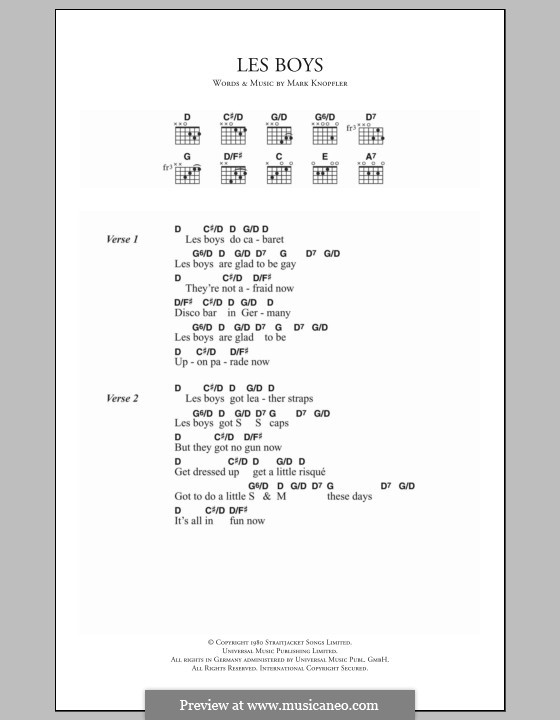 Les Boys (Dire Straits): Lyrics and chords by Mark Knopfler