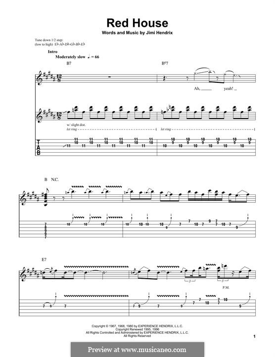 Red House: For guitar with tab by Jimi Hendrix