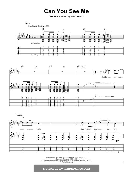 Can You See Me: For guitar with tab by Jimi Hendrix