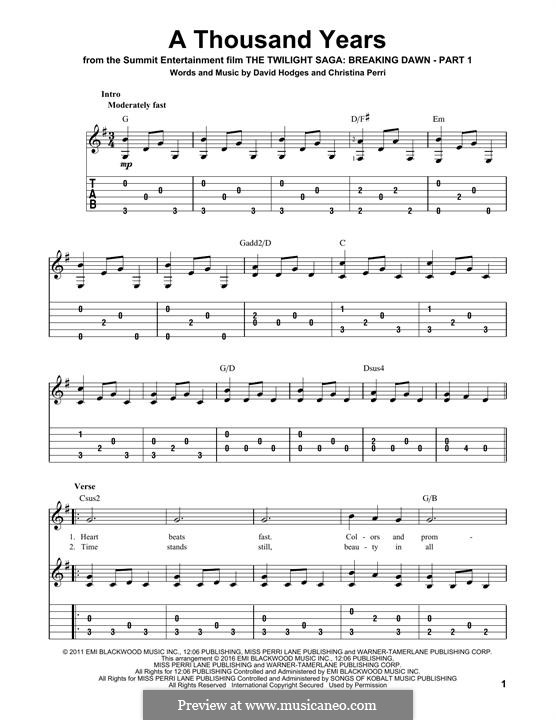 A Thousand Years: For guitar with tab by Christina Perri, David Hodges