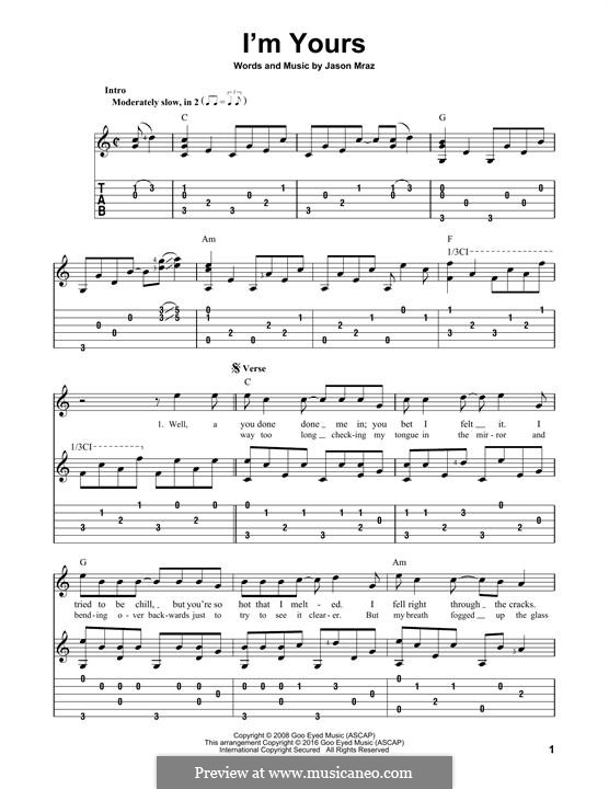 I'm Yours: For guitar with tab by Jason Mraz