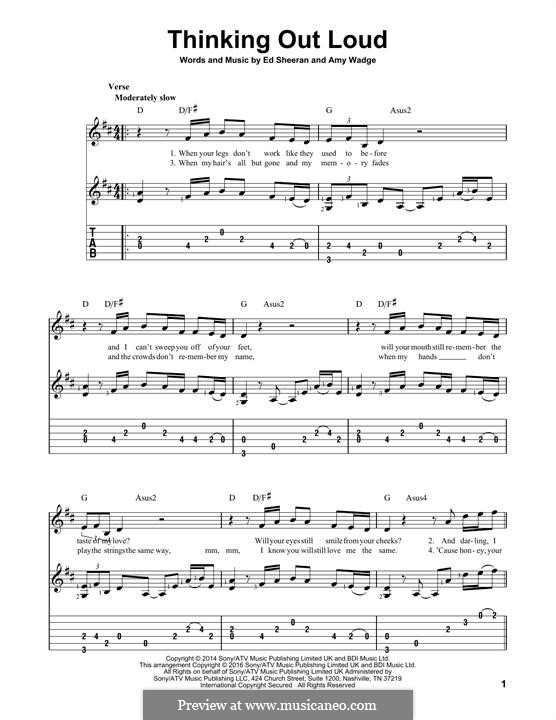 Thinking Out Loud: For guitar with tab by Ed Sheeran, Amy Wadge