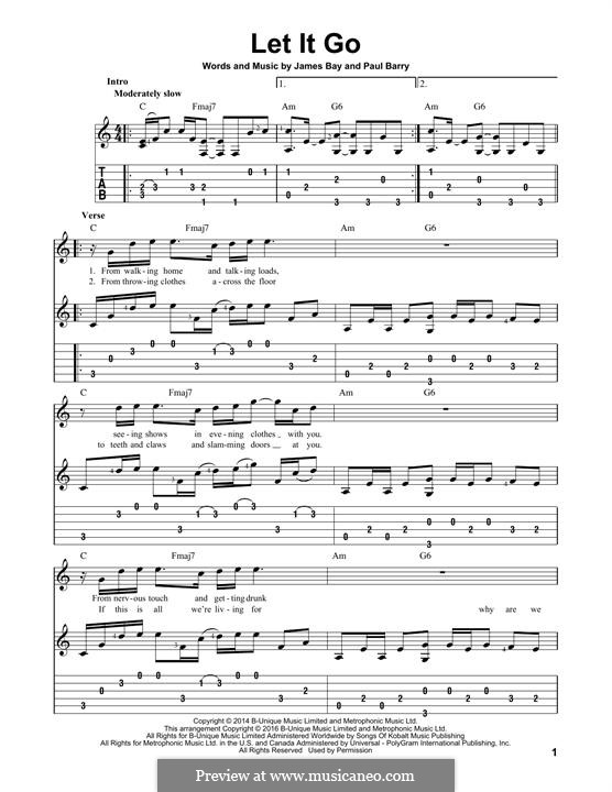 Let It Go: For guitar with tab by Paul Barry, James Bay