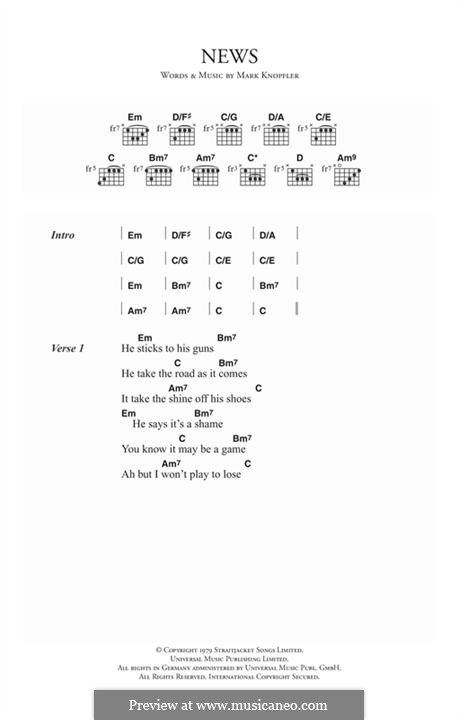 News (Dire Straits): Lyrics and chords by Mark Knopfler
